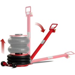 Air Jack 5 Ton (11,000 lbs) Capacity - Heavy Duty Triple Bag Pneumatic Air Bag Car Jack for Rapid Lift (Lifting Height Range: 5.9 – 15.8 inches) with Adjustable Handle – Lava Red