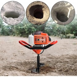 72CC Auger Post Hole Digger, 3KW 2 Stroke Gas Powered Earth Post Hole Digger with 3 Auger Drill Bits(5 & 6 & 8) + 1 Extension Rods for Farm Garden Plant