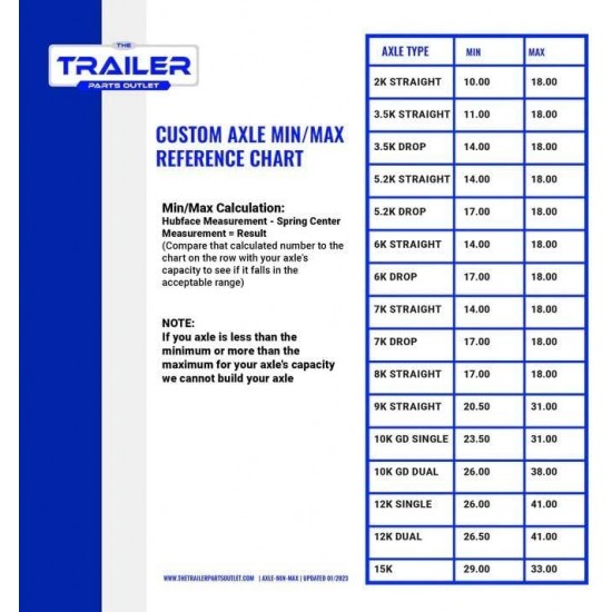 3500 lb TK Light Duty Single Axle Kit - 3.5K Capacity (Axle Series), 73/58 (5'0) / 5x4.5 Bolt Pattern