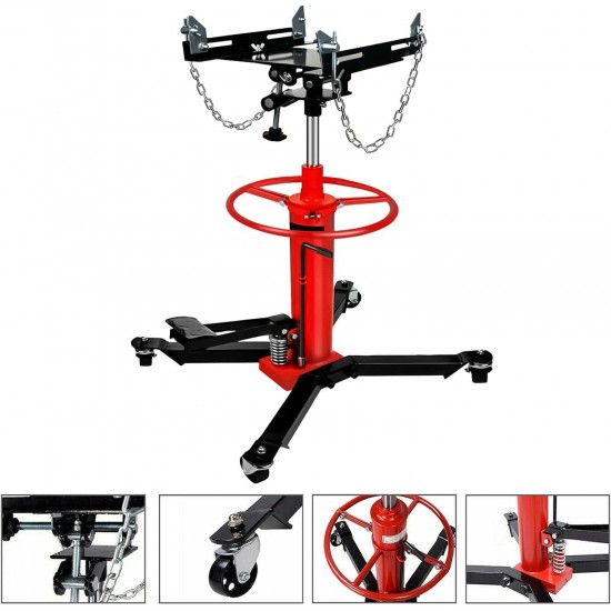 Hydraulic Transmission Jack, 34 - 70 Adjustable Height Telescoping Transmission Hydraulic Garage/Shop 1100 lbs/ 0.5 Ton 2 Stage Hydraulic 360° Swivel Wheel Lift Hoist for Car Lift