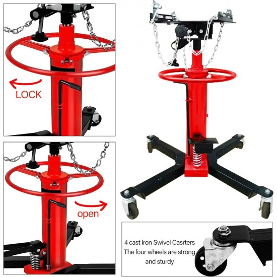 Hydraulic Transmission Jack, 34 - 70 Adjustable Height Telescoping Transmission Hydraulic Garage/Shop 1100 lbs/ 0.5 Ton 2 Stage Hydraulic 360° Swivel Wheel Lift Hoist for Car Lift