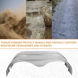 2Pcs Tandem Trailer Fender Double Axle Compatible with 13-15 Inch Wheels Teardrop Pair Enclosed Trailers 9 x 66 x 19.5 - Cold Rolled Steel