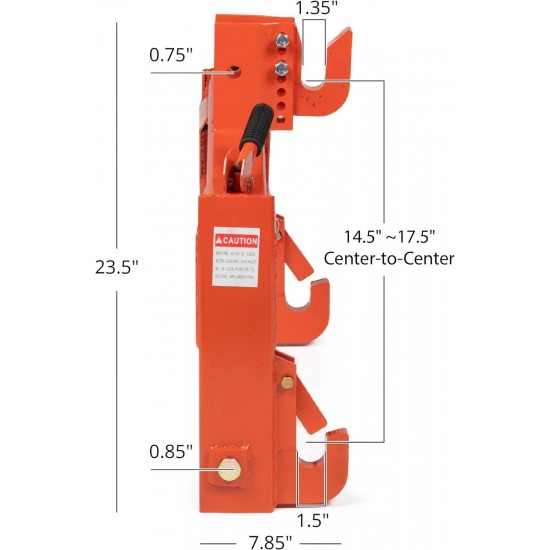 3 Point Quick Hitch Adaption to Category 1 Tractors, 3000 LB Lifting Capacity, 27.5 Between Lower Arms, 14.5 ~17.5 Level Adjustment, Orange Finish