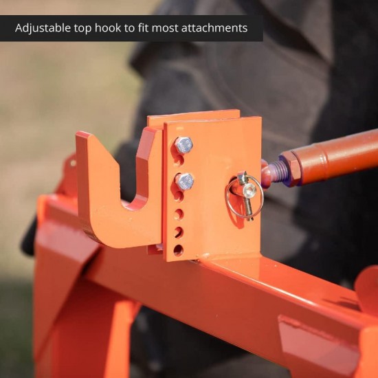 3 Point Quick Hitch Adaption to Category 1 Tractors, 3000 LB Lifting Capacity, 27.5 Between Lower Arms, 14.5 ~17.5 Level Adjustment, Orange Finish