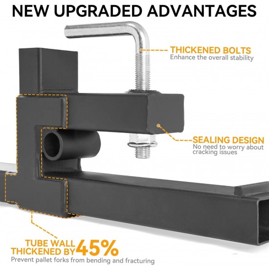 60 4000lbs Clamp on Pallet Forks Heavy Duty Tractor Forks with Adjustable Stabilizer Bar Tractor Bucket Forks for Tractor Attachments, Skid Steer, Loader Bucket