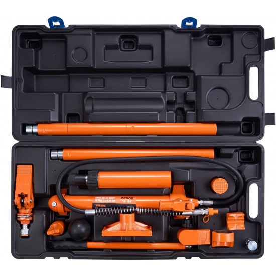 10 Ton Porta Power Kit, Hydraulic Ram with Pump, Car Jack with 4.6 ft/1.4 m Oil Hose, Bent Frame Repair Tool with Storage Case for Automotive, Garage, Heavy Equipment, Mechanic (22046 LBS)