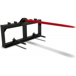 49 Hay Spear Attachment, 3000lbs Capacity Quick Attach for Bobcat Tractors & Skid Steer Loader with 1pc 49 Red Hay Spear & 2pcs 17 Black Stabilizer Spears Spike Fork Tine