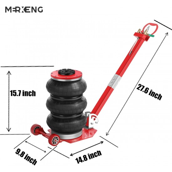 Air Jack, 3 Ton/6600 lbs Air Jack, Portable Pneumatic Jack with Long Hand, Lift up to 15.7, 3-6 s Fast Lifting Pneumatic Jack, with Adjustable Long Handles for Cars, Garages, Repair