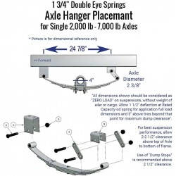 Trailer 4 Leaf Double Eye Spring Suspension and Single Axle Hanger Kit for 2 3/8 Tube - 3500 Pound Axle
