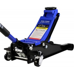 3 Ton Low Profile Floor Jack Capacity 6600 lbs with Dual Piston,Steady Steel Quick Lift Pump 3.3-18.5 Lifting Range Height,Black+Blue