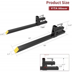 60 Inch Clamp on Pallet Forks, 4000lbs Capacity Heavy Duty Quick Attach Pallet Fork for Bucket Tractor Loader Skid Steer