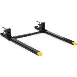 Medium-Duty 60 Clamp-on Pallet Forks with Adjustable Stabilizer Bar, 46 x 4 Fork Length, Rated 4,000 LB, Easy to Install on Loader or Skid Steer Bucket