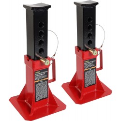 ATZ120005R Torin Heavy Duty Pin Type Professional Car Jack Stand with Lock, 12 Ton (26,400 lb) Capacity, Red, 1 Pair