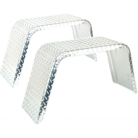 2)- Boat Trailer Fenders Aluminum Diamond Tread Plate 10 x 33 x 16.5 22936-2 (2) Square 10x33x16.5 Aluminum Fenders