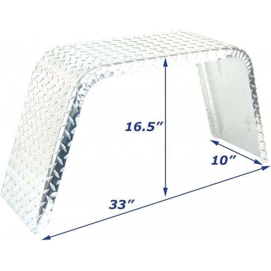 2)- Boat Trailer Fenders Aluminum Diamond Tread Plate 10 x 33 x 16.5 22936-2 (2) Square 10x33x16.5 Aluminum Fenders