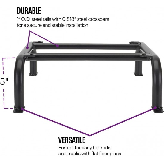Universal Seat Mounting Frame & Sliders: Tubular Steel, 7 Height, Dual-Lock Ball Bearing Sliders for Early Cars & Trucks, Easy Adjustments, Excludes Vehicle Fasteners, Sold as Pair