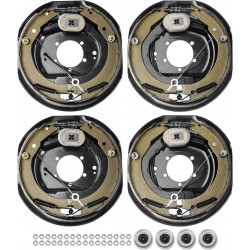 Electric Trailer Brake Assembly, 12 x 2, 2 Pairs Self-Adjusting Electric Brakes Kit for 7000 lbs Axle, 5-Hole Mounting, Backing Plates for Braking System Part Replacement (2 Right + 2 Left)