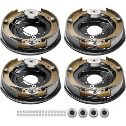 Electric Trailer Brake Assembly, 12 x 2, 2 Pairs Self-Adjusting Electric Brakes Kit for 7000 lbs Axle, 5-Hole Mounting, Backing Plates for Braking System Part Replacement (2 Right + 2 Left)
