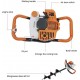 52cc Gas Powered Post Hole Digger Auger + 12 Extension Bar + 4 6 8 Bits - Orange