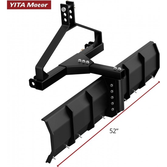 3 Point Rear Grading Blade for Tractor CAT 0 & CAT 1, Heavy Duty Steel Scraper,52 inch Width