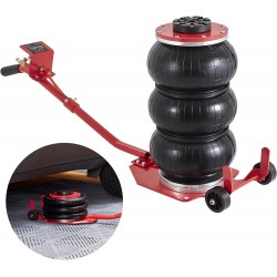 Air Jack, 3 Ton/6600 lbs Triple Bag Air Jack, Airbag Jack with Six Steel Pipes, Lift up to 17.7 inch/450 mm, 3-5 s Fast Lifting Pneumatic Jack, with Long Handles for Cars, Garages, Repair, (Red)
