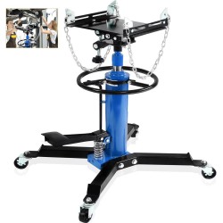 Transmission Jack Heavy Duty Professional Hydraulic Transmission Jack High Lift 2 Stage Adjustable Telescoping 1/2 Ton Capacity Tack Adapter for Floor Jack Car Lift with Foot Pedal (Blue)