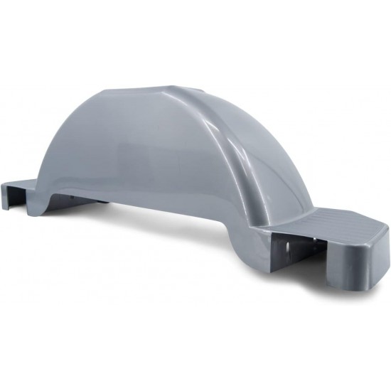 Silver Plastic Single Axle Boat Trailer Fender with Steps 9.7 in x 43.4 in x 12.75 in 26793 Fits 14 inch Diameter Wheels