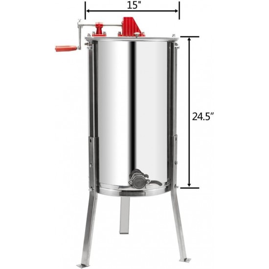 Upgraded 3 Frame Honey Extractor Separator, Food Grade Stainless Steel Honeycomb Spinner Drum Manual Crank with Adjustable Height Stands,Beekeeping Pro Extraction Apiary Centrifuge Equipment