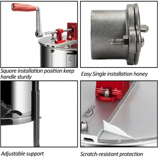 Upgraded 3 Frame Honey Extractor Separator, Food Grade Stainless Steel Honeycomb Spinner Drum Manual Crank with Adjustable Height Stands,Beekeeping Pro Extraction Apiary Centrifuge Equipment