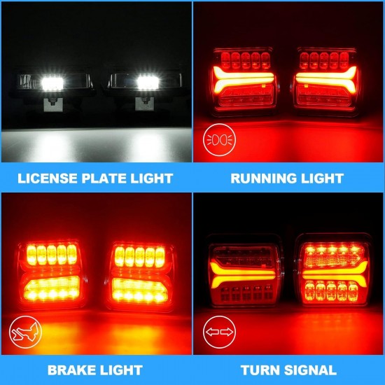 2PCS LED Wireless Magnetic Trailer Tail Light Kit Rechargeable Towing Tail Light with 7 Way to 4 Way Transmitter for Tow Trucks, Utility Trailers, Caravans, Campers, RVs, Vans, Boats