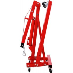 2 Ton(4000lbs) Folding Engine Hoist Cherry Picker, Shop Crane Hoist Lifter, Heavy Duty Steel with 6 Iron Caster Wheels (Red)