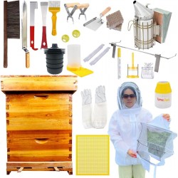 10 Frame BeeHives with Supplies Starter Kit, Bee Keeping Supplies-All Beginners Kit, Bee Hive Tool Set, Ventilated Bee Jacket (XXL)