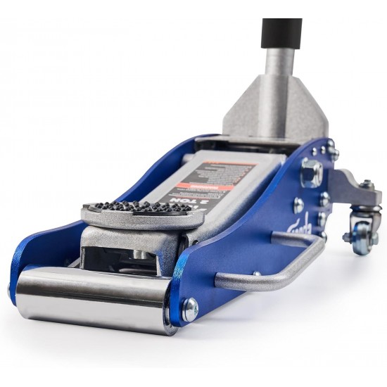 Floor Jack, Low Profile 2 Ton Hydraulic Aluminum and Steel Car Jack with Dual Pump System, Rapid Lift, Blue