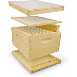 Unassembled Complete Bee Hive Box with Foundation, Langstroth 10 Frame 9 5/8 Hive Body, All Beekeeping Levels, Assembly Required