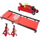 T82040-1 Torin Hydraulic Trolley Floor Service/Floor Combo with 2 Jack Stands and Rolling Garage/Shop Creeper, 2 Ton (4,000 lb.) Capacity, Red