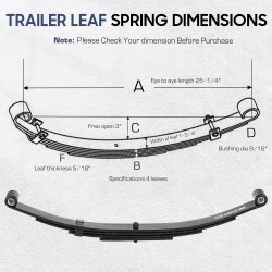 2 Pieces of SW4B 4 Leaf Trailer Spring, 3500lb Single Trailer Axle Suspension Kit with 1750lb Capacity Double Eyes Leaf Springs, U-Bolt and Hanger Kit