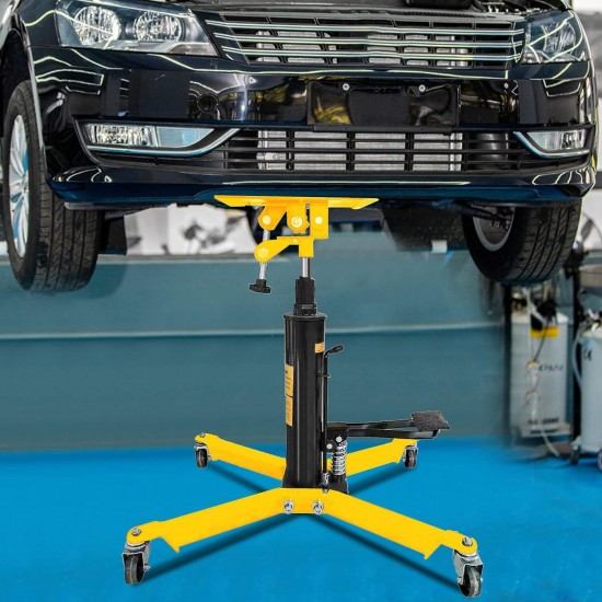 Hydraulic Telescopic Transmission Jack 2 Stage 1660lbs Jack Stands, Floor Jack Car Jack with Pedal 360° Swivel Wheel Adjustable Height Hydraulic Jack for Car Lift 0.75 Ton (Yellow)