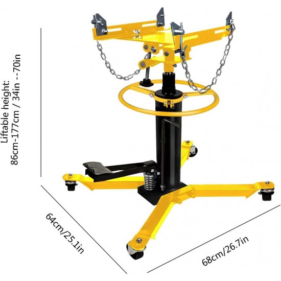 Hydraulic Telescopic Transmission Jack 2 Stage 1660lbs Jack Stands, Floor Jack Car Jack with Pedal 360° Swivel Wheel Adjustable Height Hydraulic Jack for Car Lift 0.75 Ton (Yellow)