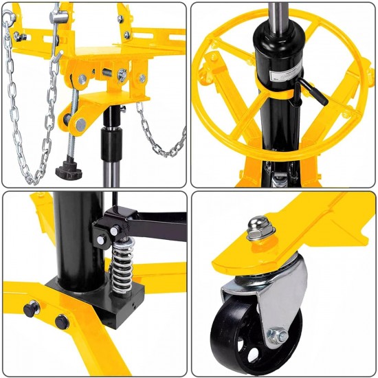 Hydraulic Telescopic Transmission Jack 2 Stage 1660lbs Jack Stands, Floor Jack Car Jack with Pedal 360° Swivel Wheel Adjustable Height Hydraulic Jack for Car Lift 0.75 Ton (Yellow)