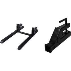 Tractor Bucket Forks 43 4000 Lbs Max, Clamp On Pallet Forks & Extreme Max 5001.1369 Clamp-On Tractor Bucket Hitch Receiver Adapter - 2