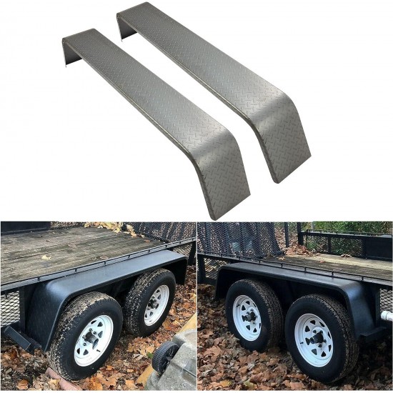 Heavy Duty Unpainted Steel Diamond Fenders Tread Plate Tandem Axle Trailer 10-1/4x72-7/8x13 | (2 Fenders)