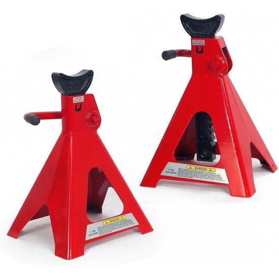 Stark 4-Pieces Automotive Jack Stand 6-Ton /12,000 LBS Capacity Extended Height Shop Auto Jack Stand - Red