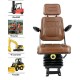 Universal Forklift Seat for Garden Lawn Mower, Komatsu Style Folding Seat Suspension Seat with Armrest and Spring Suspention Base for Mini Digger Forklift Excavator & Skid Loader, Brown
