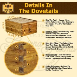 10 Frame Langstroth Beehive Dipped in 100% Beeswax Includes Wooden Frames & Waxed Foundations (2 Deep Boxes, 1 Medium Box)(Fully Assembled)