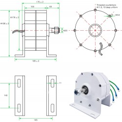 SMALLLOVE 2000W 12V 24V 48V Low RPM with Controller Permanent Magnet Alternator 3 Phase Generator for Wind Turbine Water Turbine(White,with Base)