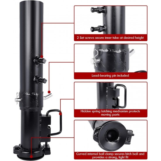 gooseneck couplerGooseneck Trailer Coupler Round - 2-5/16 Ball Capcacity 30000lbs 8 Adjustment Black with Load Pin