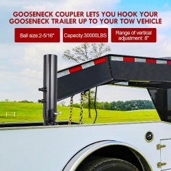 gooseneck couplerGooseneck Trailer Coupler Round - 2-5/16 Ball Capcacity 30000lbs 8 Adjustment Black with Load Pin