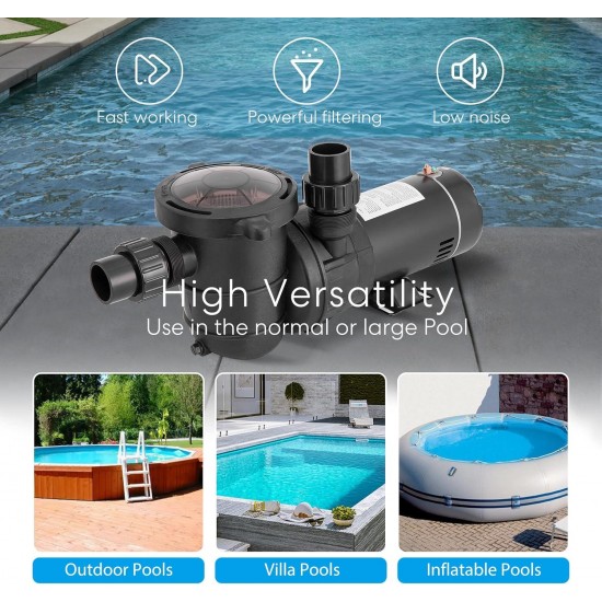1.0 HP 5280 GPH Powerful Self Primming Above Ground Swimming Pool Pump with Strainer Basket and Outdoor Smart Plug with 2 Individually Controlled Outlets