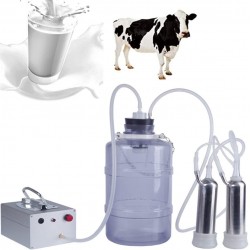 WZFANJIJ Milking Machine for Cows, Automatic Portable Livestock Milking Equipment, with 2 Teat Cups Adjustable Vacuum Pump Food Silicone Grade Hose,for-Cattle