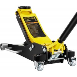 3 Ton Low Profile , Aluminum and Steel Racing Floor Jack with Dual Pistons Quick Lift Pump for Sport Utility Vehicle, Lifting Range 3-6/11-19-11/16, yellow,black